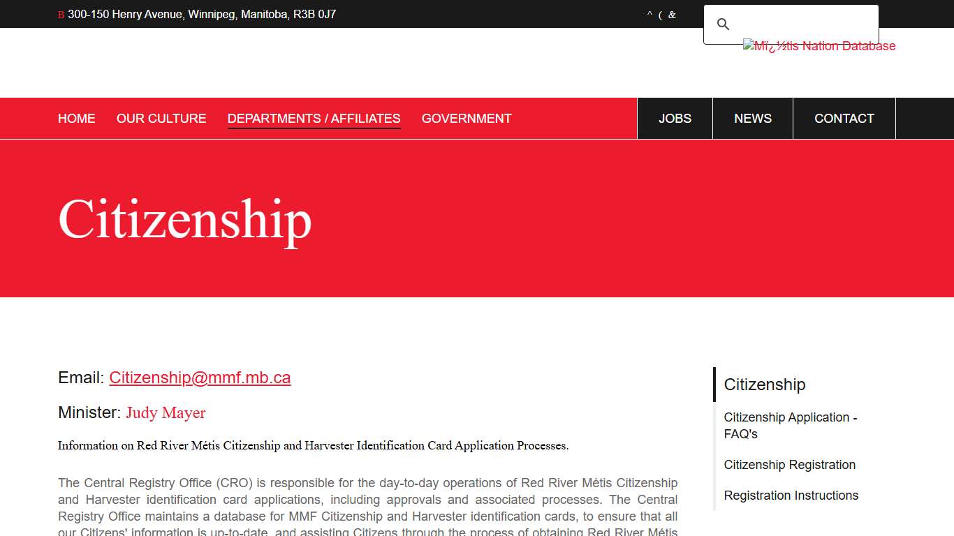 Citizenship Manitoba Métis Federation